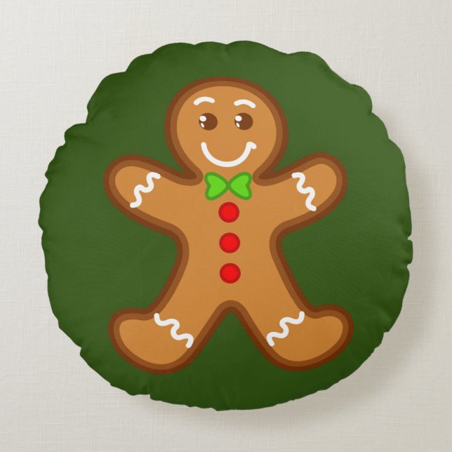 sweet XmaS gingerbread man 1 back colour Round Pillow (Front)