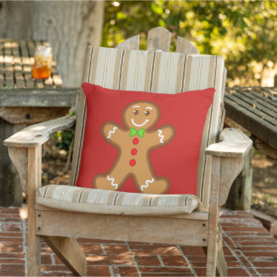 sweet XmaS gingerbread man 2 back colours Outdoor Pillow