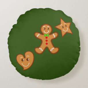 sweet XmaS gingerbread pals Pattern 1 back colour Round Pillow