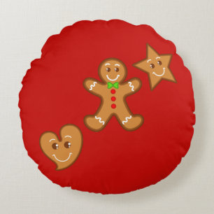 sweet XmaS gingerbread pals Pattern 2 back colours Round Pillow