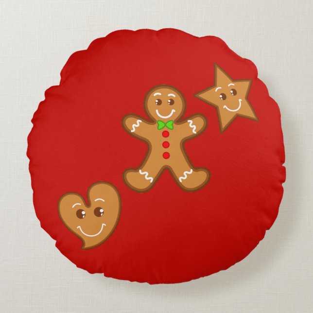 sweet XmaS gingerbread pals Pattern 2 back colours Round Pillow (Front)