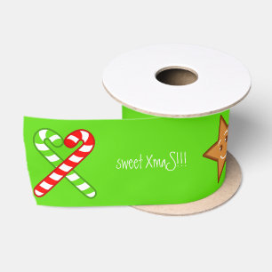 sweet XmaS pals Custom Text on Green Satin Ribbon