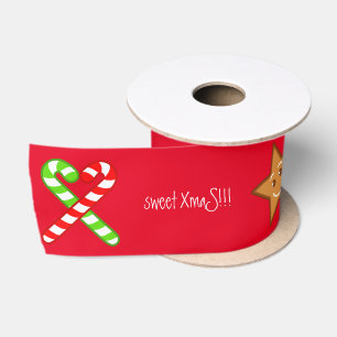 sweet XmaS pals Custom Text on Red Satin Ribbon