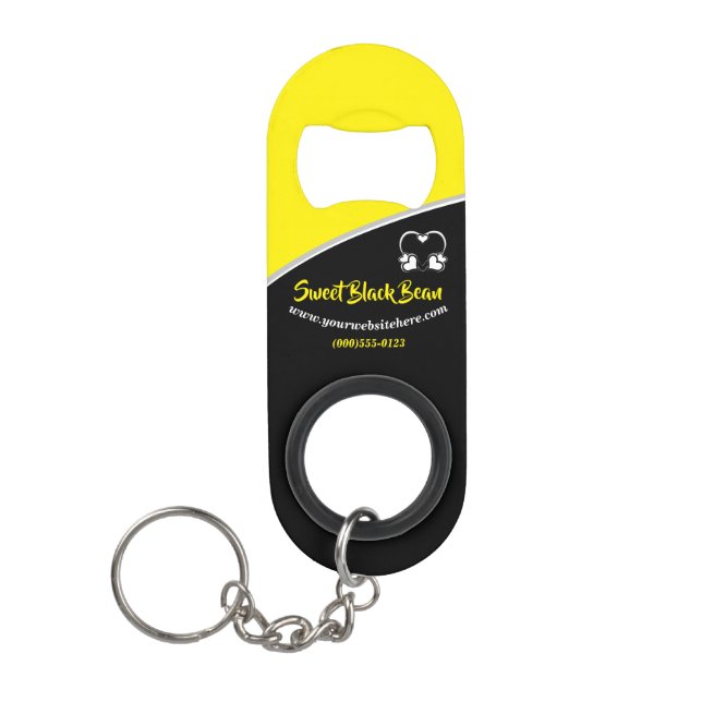 Sweet yellow Bean Promotional Business Keychain Keychain Bottle Opener (Front)