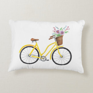 Sweet Yellow Bicycle Throw Pillow