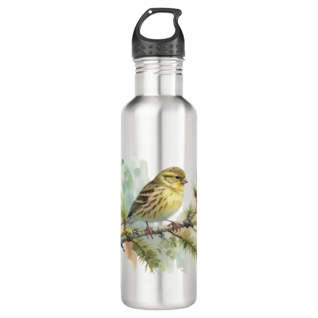 Sweet Yellow Bird in Watercolor  710 Ml Water Bottle (Front)