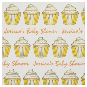 Sweet Yellow Cupcake Baby Bridal Shower Dessert Fabric