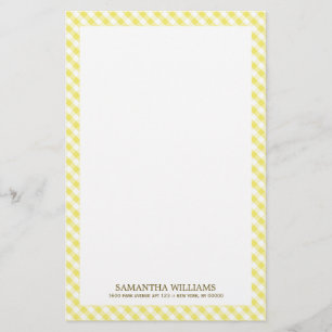 Sweet Yellow Gingham Pattern Stationery