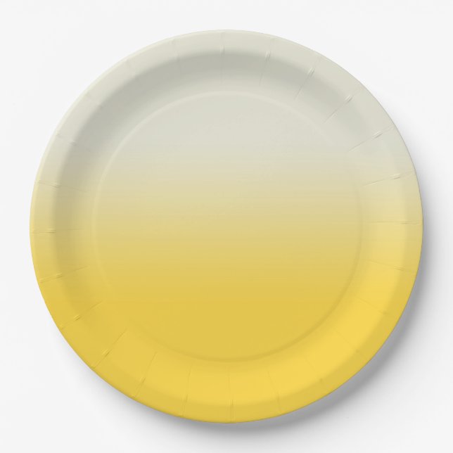 Sweet Yellow & Ivory Gradient Ombre  Paper Plate (Front)