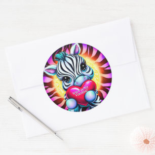  Sweet Zebra Valentine Classic Round Sticker