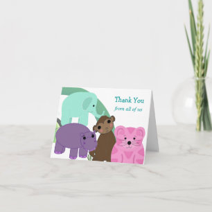 Sweet Zoo Animal Thank You Card