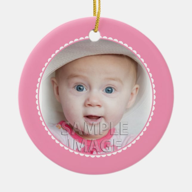 SweetBabyCarrots Babys First Christmas Pink Ceramic Ornament (Front)