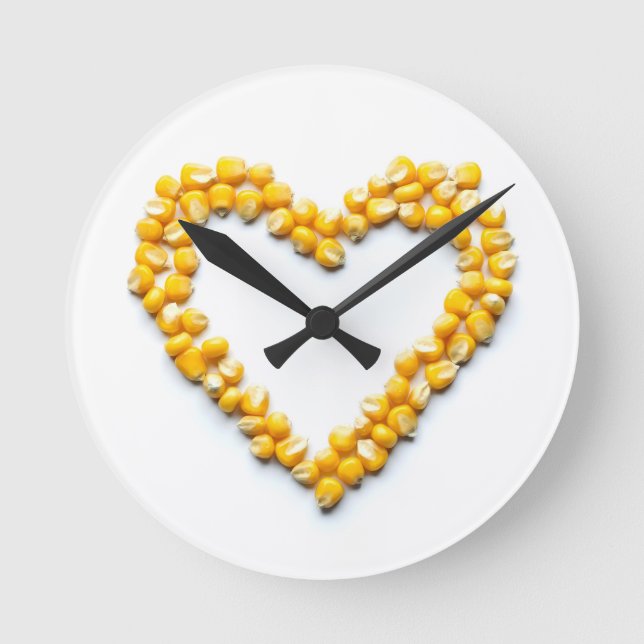 Sweetcorn Heart Round Clock (Front)