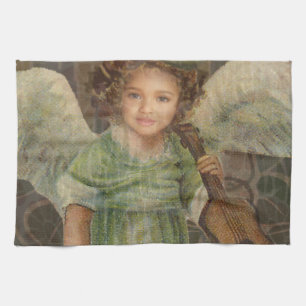 Sweeten - Little Girl Angel Playing a Violin Kitchen Towel