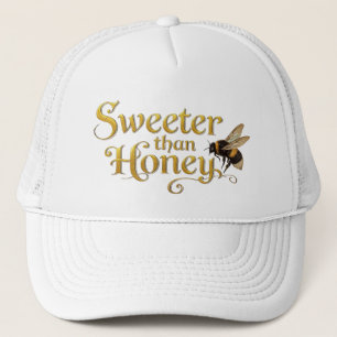 Sweeter Than Honey   Golden Vintage Bee Art Lover Trucker Hat