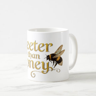 Sweeter Than Honey   Golden Vintage Bee Lover Tea Coffee Mug