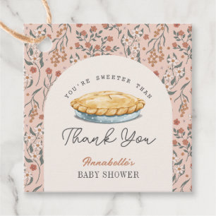 Sweeter than Pie Pink Floral Baby Shower Thank You Favour Tags