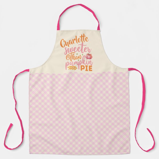 Sweeter Than Pumpkin Pie Modern Fall Thanksgiving Apron (Front)