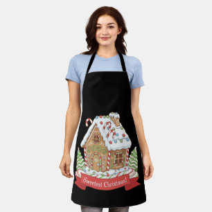 Sweetest Christmas Cute Gingerbread House Holiday Apron