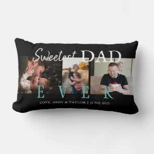 SWEETEST DAD EVER CUSTOM 3 PHOTOS LUMBAR PILLOW