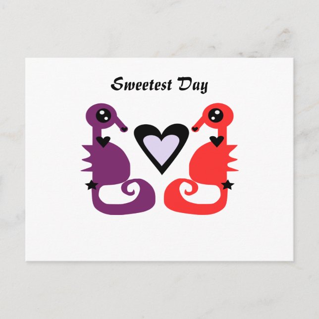 Sweetest Day Seahorses Postcard (Front)