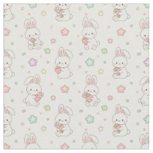 Sweetest Dreams: Kawaii Bunny and Strawberry Fabric