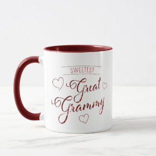 Sweetest Great Grammy faux sparkle sequin red Mug