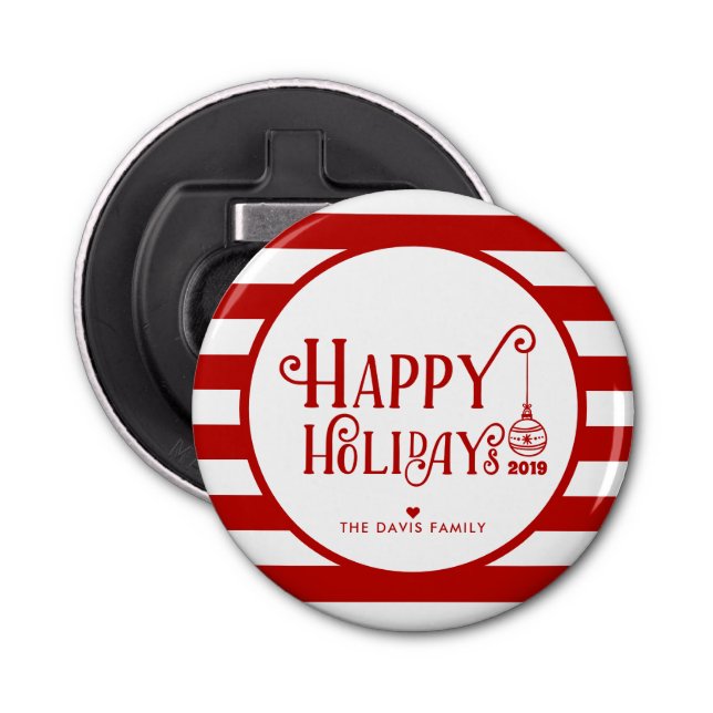 Sweetest Happy Holidays | Custom Christmas Favour Bottle Opener (Front)