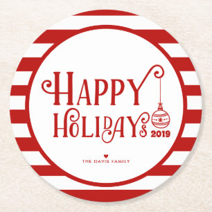 Sweetest Happy Holidays   Custom Christmas Round Paper Coaster