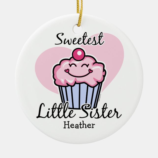 Sweetest Little Sister Personalized Ornament (Front)