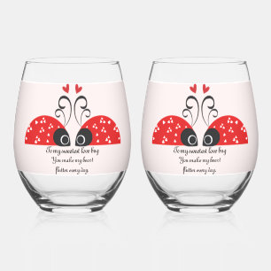 Sweetest Love Bug Stemless Wine Glass
