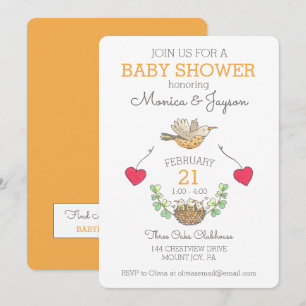 Sweetest Mama Bird Flying Baby Shower Gold Invitation