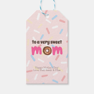 Sweetest Mom Doughnut Typography Personalized Gift Tags