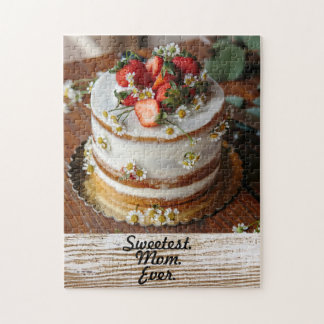 Sweetest. Mom. Ever. with Cake Mother's Day Gift Jigsaw Puzzle