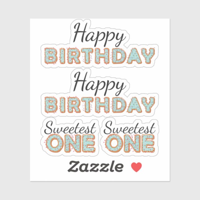SWEETEST ONE Blue Doughnuts Baby Birthday Scrapboo (Sheet)