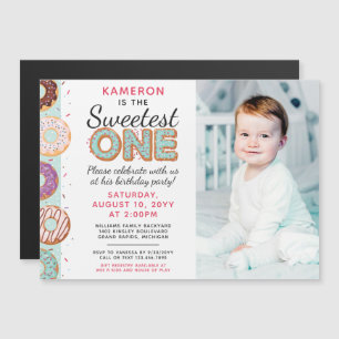 SWEETEST ONE Blue Iced Doughnuts First Birthday Ph Magnetic Invitation