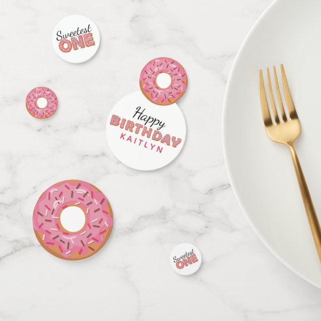 SWEETEST ONE Pink Iced Doughnuts Baby First Birthd Confetti (Group)