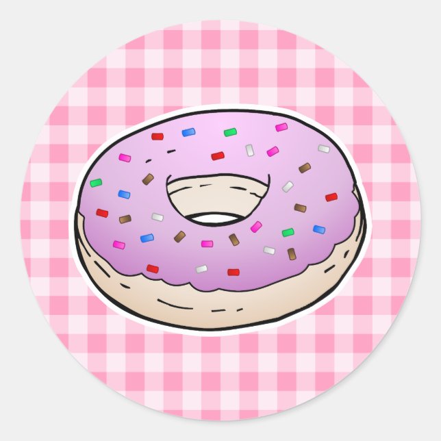 Sweetest Pink Doughnut Classic Round Sticker (Front)