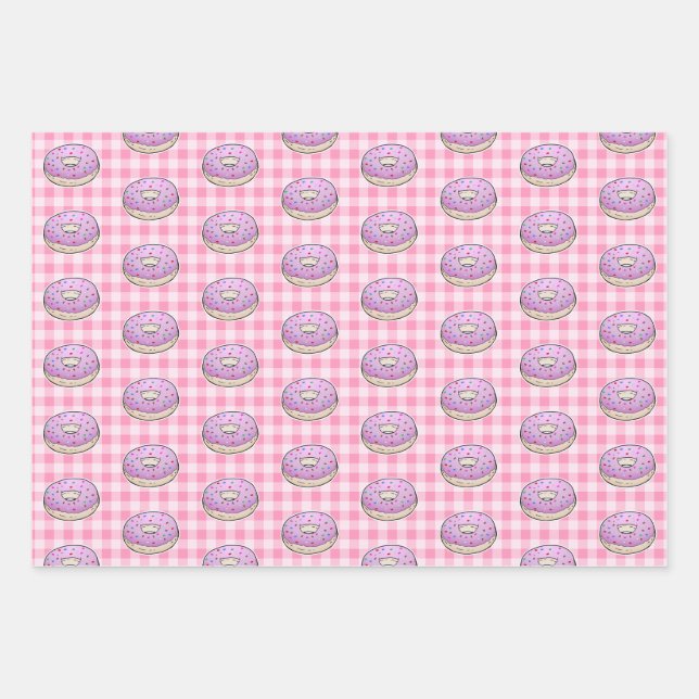 Sweetest Pink Doughnut Wrapping Paper Sheet (Front)