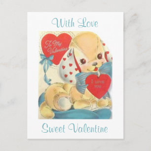 Sweetest Vintage Valentine Puppy Holiday Postcard