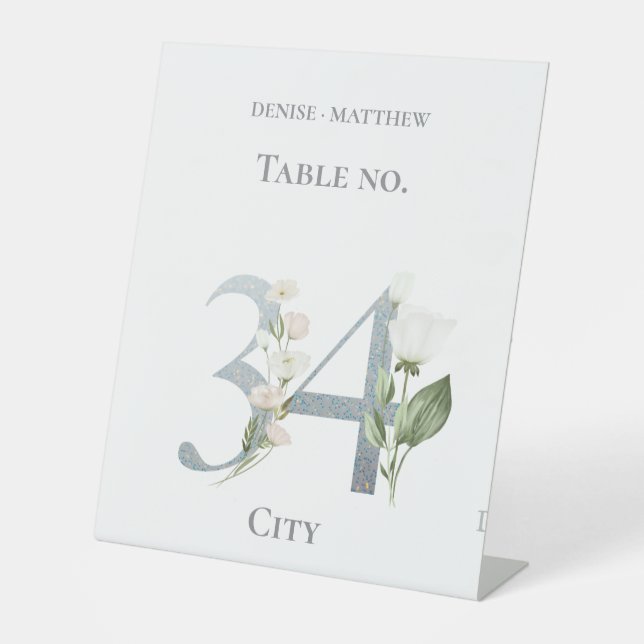 Sweetest White Floral Table Number Table Tent Sign (Front)