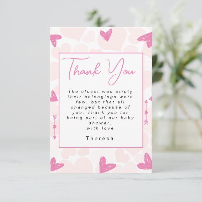 Sweetheart | Baby Shower  Thank You Card (Standing Front)