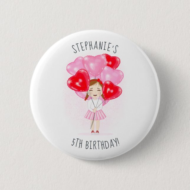 Sweetheart Balloon Birthday  2 Inch Round Button (Front)