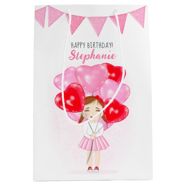Sweetheart Balloon Birthday  Medium Gift Bag (Front)