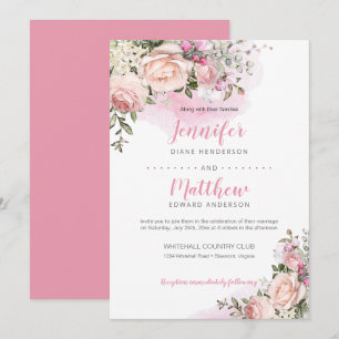Sweetheart Blush   Pink Background   Wedding Invitation