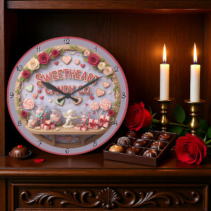 Sweetheart Candy Company Valentine Large Clock