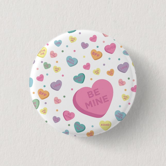 Sweetheart Candy February Party Favours 1 Inch Round Button (Front)