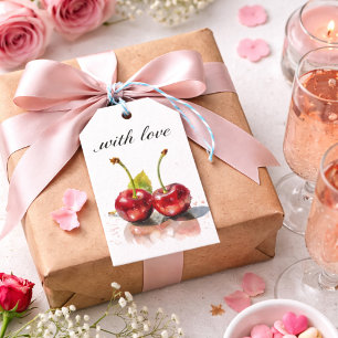 Sweetheart Cherries in Watercolor, custom Gift Tags
