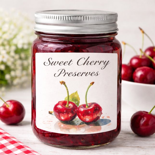 Sweetheart Cherries in Watercolor, custom Wine Label (Creator Uploaded)