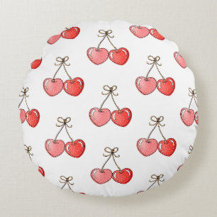 Sweetheart Cherries Round Pillow